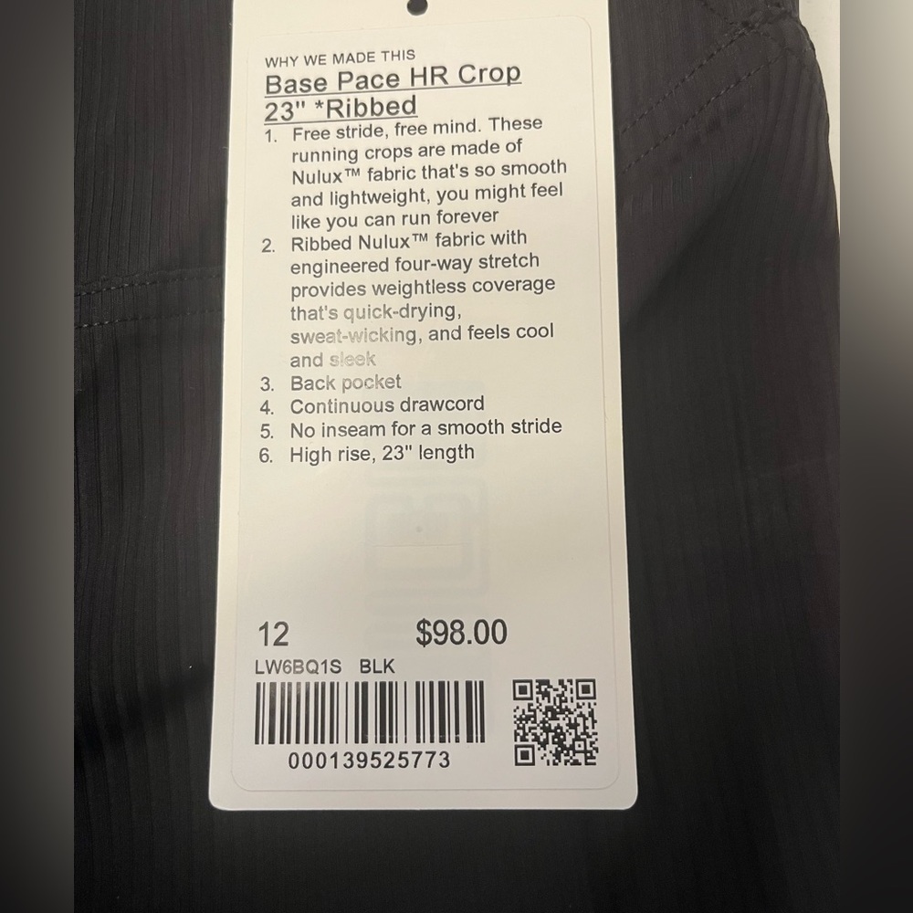 lululemon athletica Base Pace High Rise Crop Tight 23” NWT
